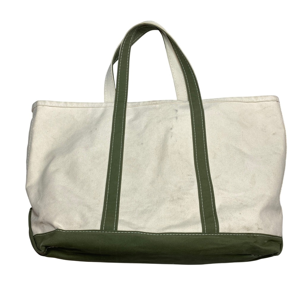 L.L. Bean Tote Bag Unisex Large Green Boat and Tote Canvas Made in USA